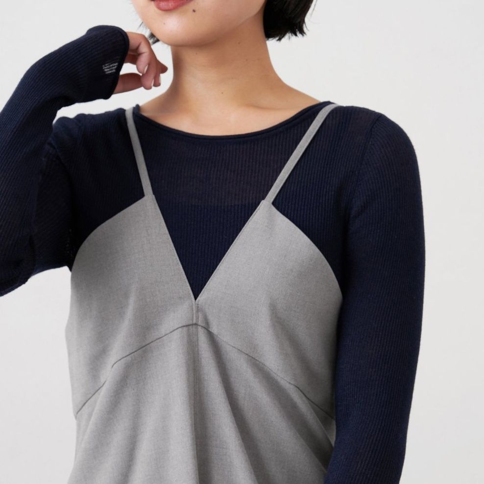 【美品】イエナ　IENA キャミワンピース 　M　グレー　マキシ丈　おしゃれ IENA (イエナ) デザインキャミワンピース 23040900201030