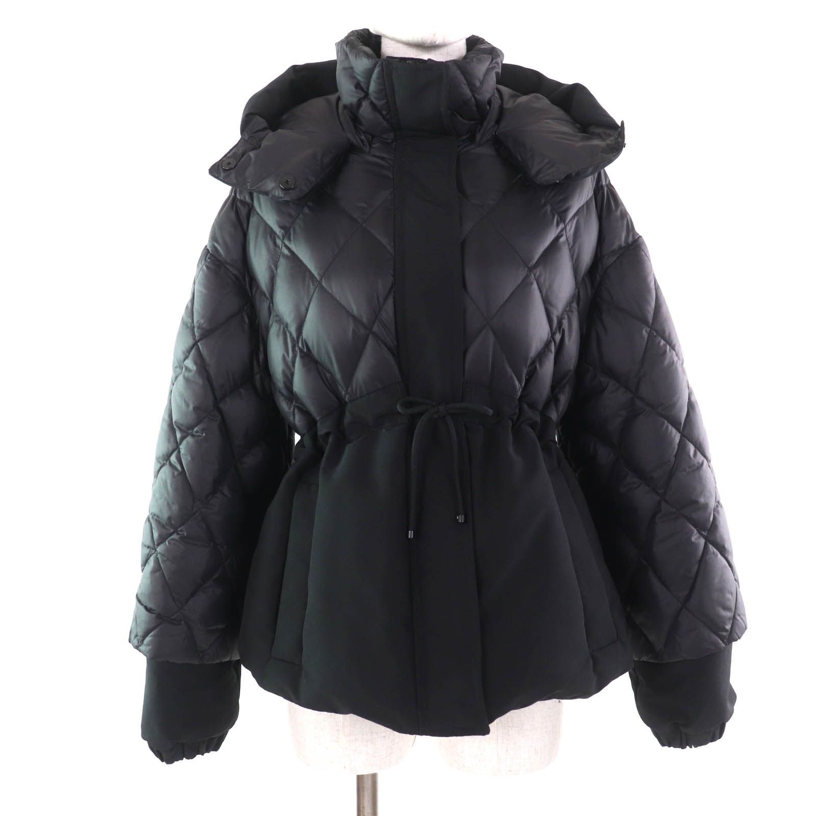 美品★DUVETICA デュベティカ 20AW D8120029N00 MUIRINN ムイリン 比翼仕立て 切替デザイン キルティング ダウンジャケット ブラック 40 ブルガリア製 正規品 レディース