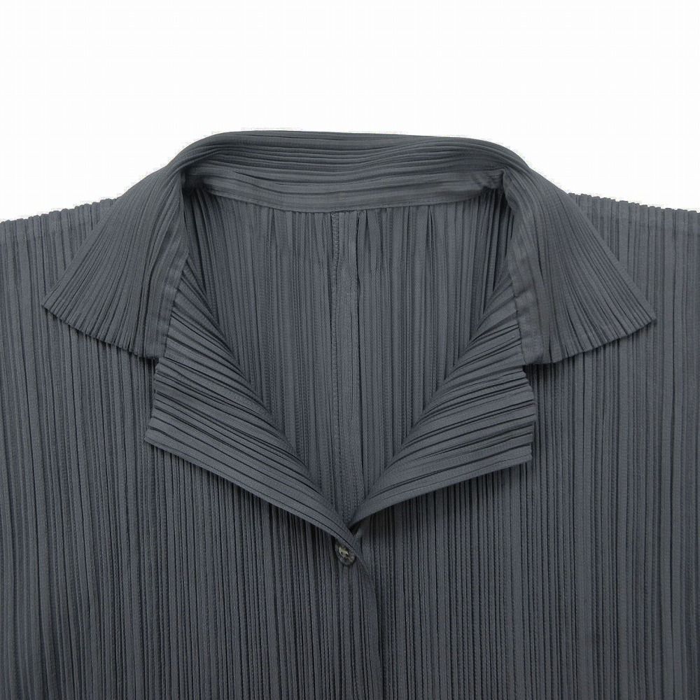 00s 2000 PLEATS PLEASE ISSEY MIYAKE シャツ ブラウス 長袖 プレーン ヴィンテージ Vintage サイズ3 L グレー レディース 【中古】 /TNT 00s 2000 PLEATS PLEASE ISSEY MIYAKE シャツ ブラウス 長袖