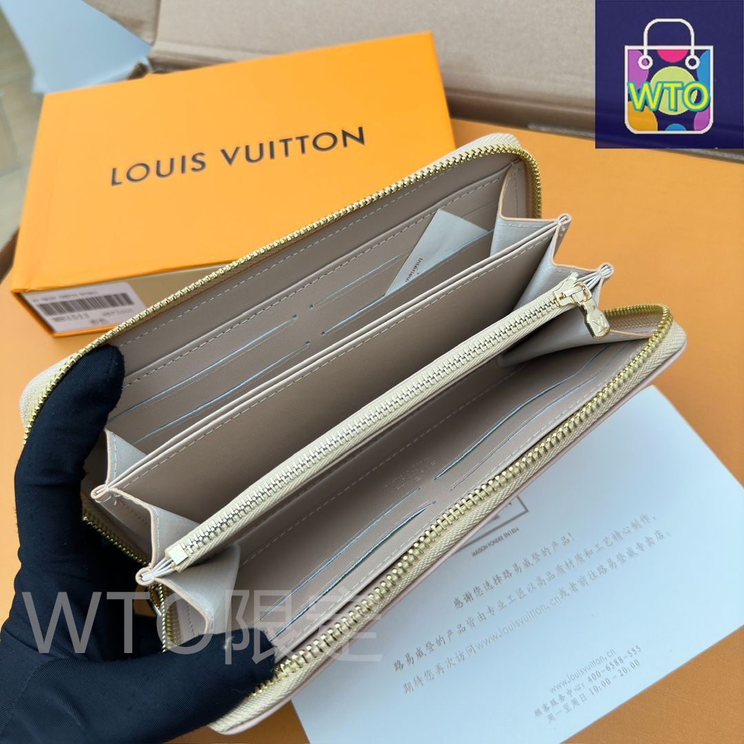 Louis Vuitton エンボスロゴ 長財布 グレー LVルイ・ヴィトン/財布はパッドMonogramエンボス模様の小羊の皮