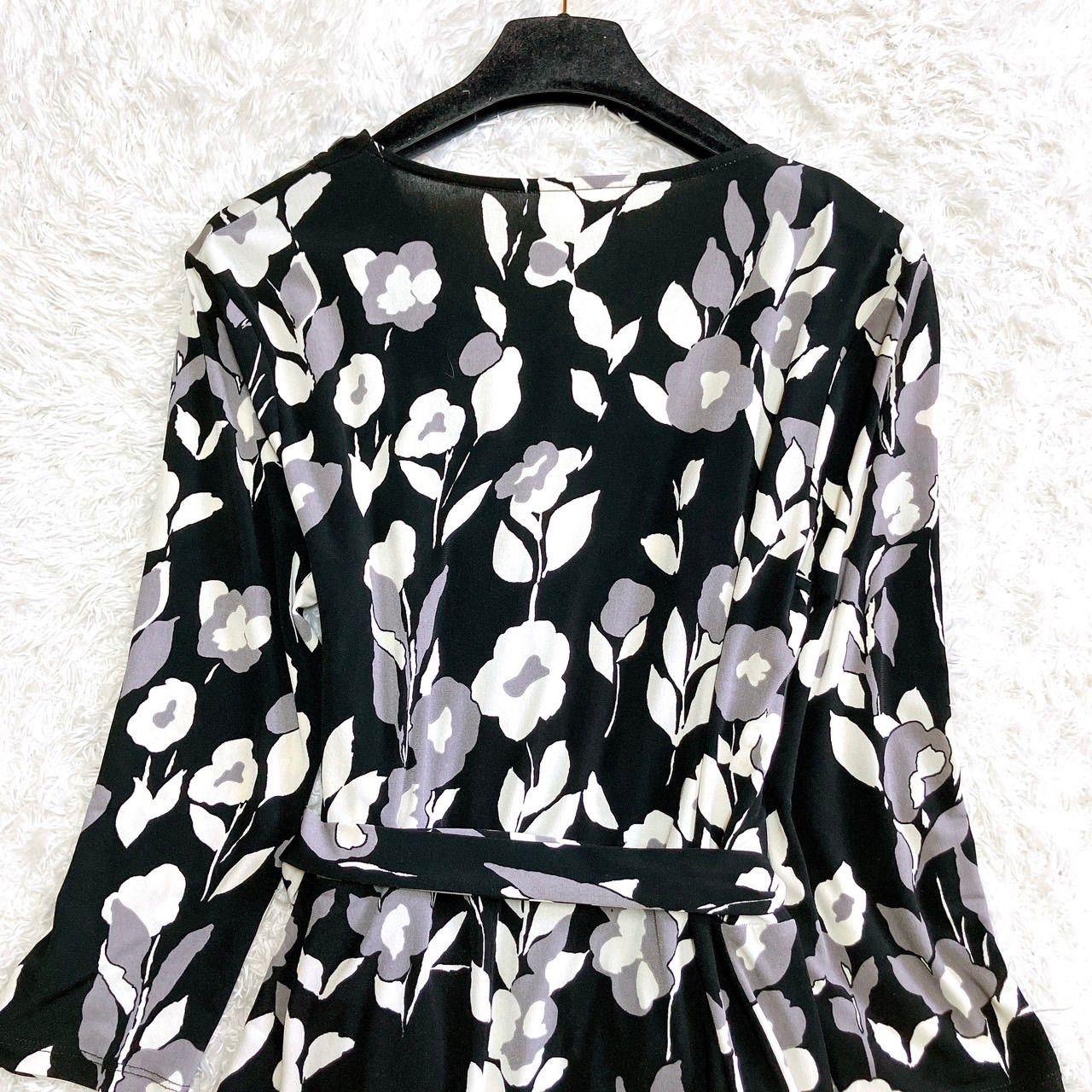 ローラアシュレイ 大きいサイズ カシュクール 花 ワンピース リボン XL