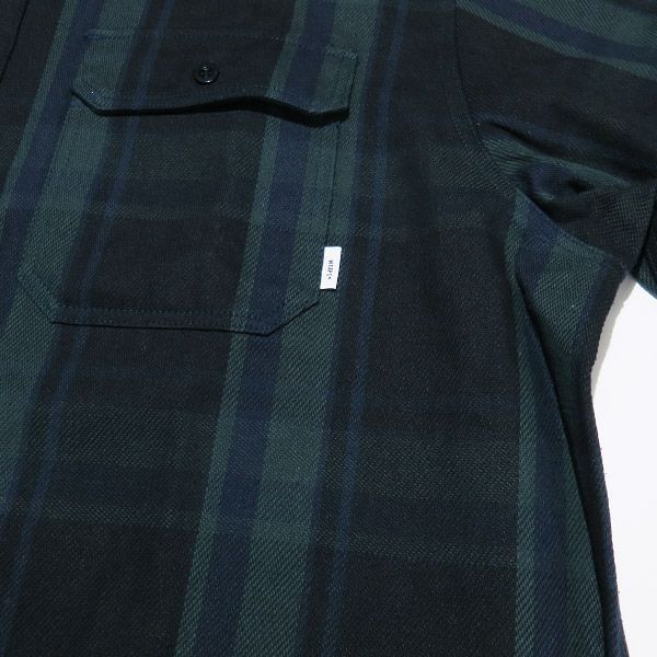 WTAPS ダブルタップス 21AW DECK/LS/COTTON.FLANNEL.TEXTILE 212TQDT-SHM05 デッキ ロングスリーブ コットン フランネル シャツ グリーン 長袖 サイズ02(M)