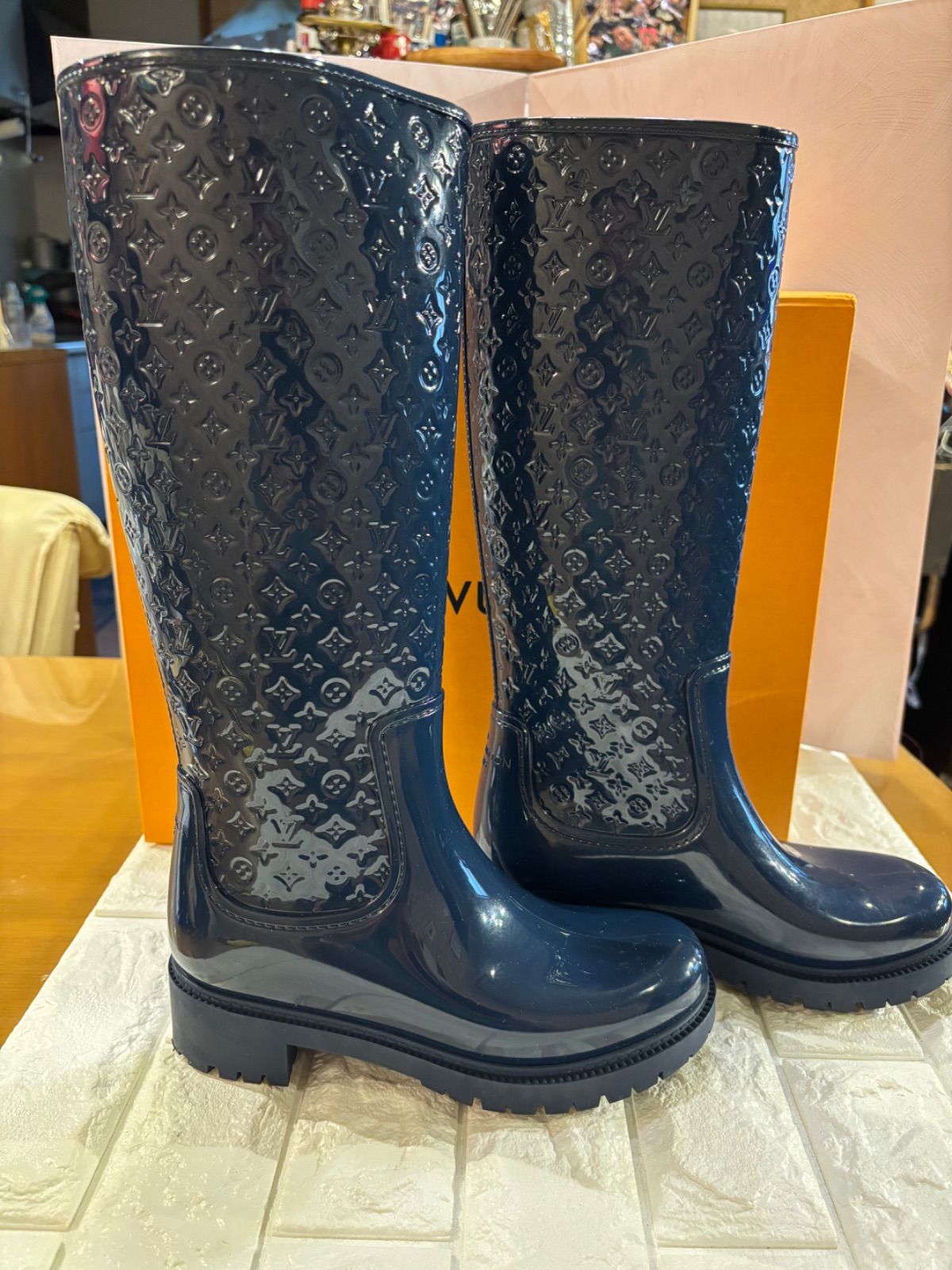 美品Louis Vuitton ネイビーモノグラム長靴#レインブーツ#36 - メルカリ 