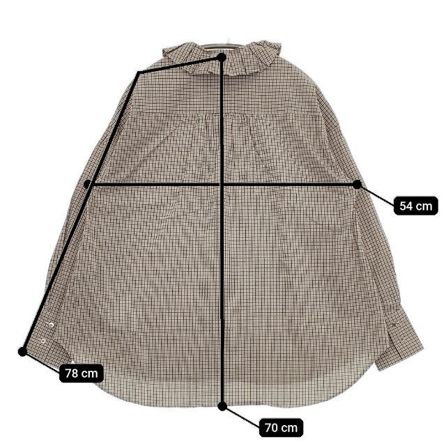 Shinzone コットンフリルカラーブラウス RUFFLED BL 定価27500円 チェック シャツ イエロー系 ネイビー シンゾーン 5-0714M 263142 Shinzone コットンフリルカラーブラウス RUFFLED BL 定価27500円