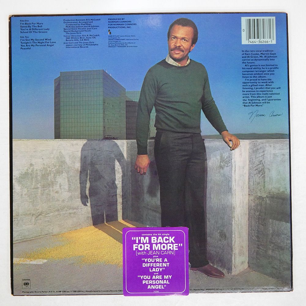 US盤 AL JOHNSON BACK FOR MORE JC 36266 LP その他 レコード CD DVD ブルーレイ