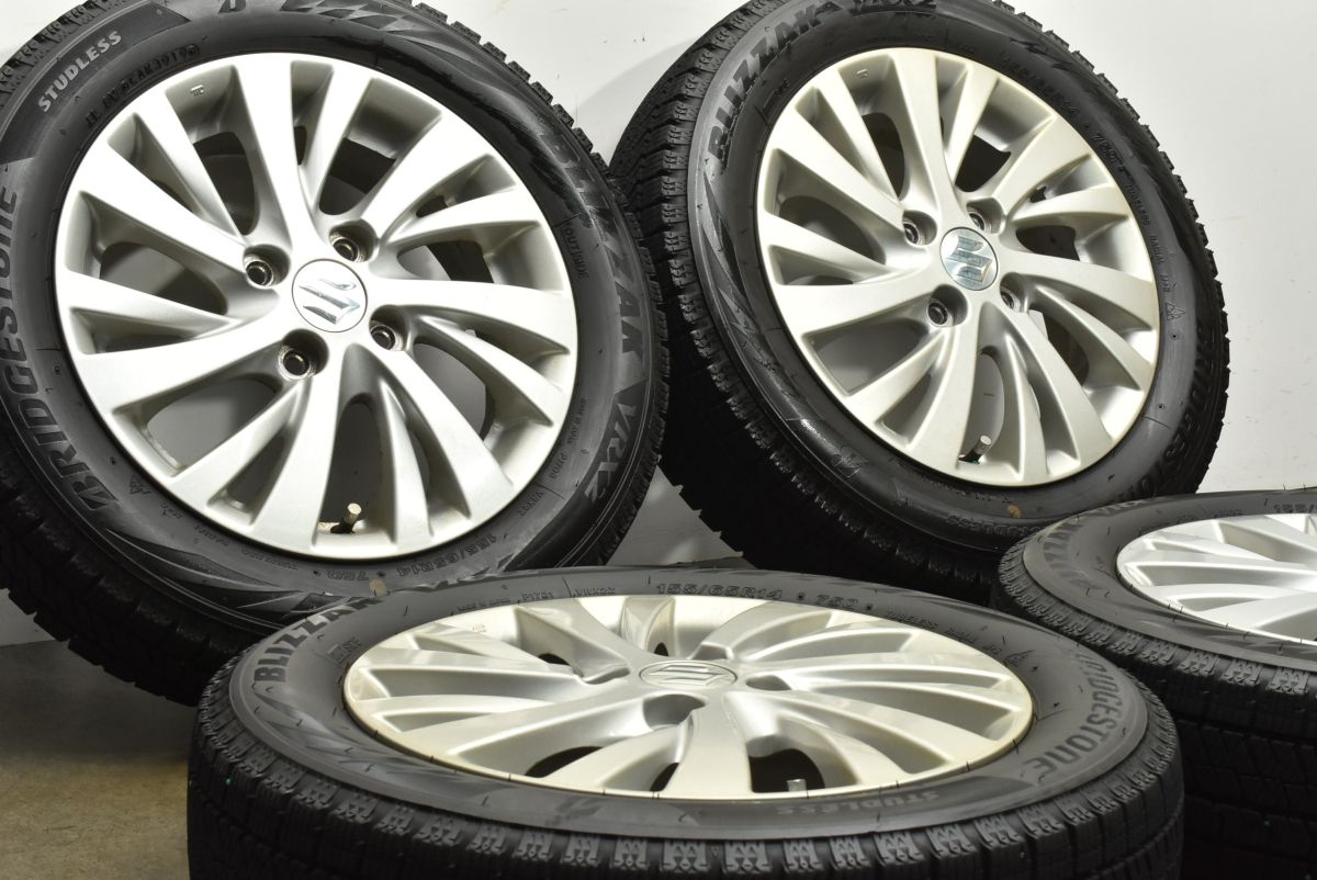 良好品 スズキ スペーシア カスタム 純正 14in 4.5J 45 ブリヂストン ブリザック VRX2 155 65R14 ワゴンR MRワゴン アルト