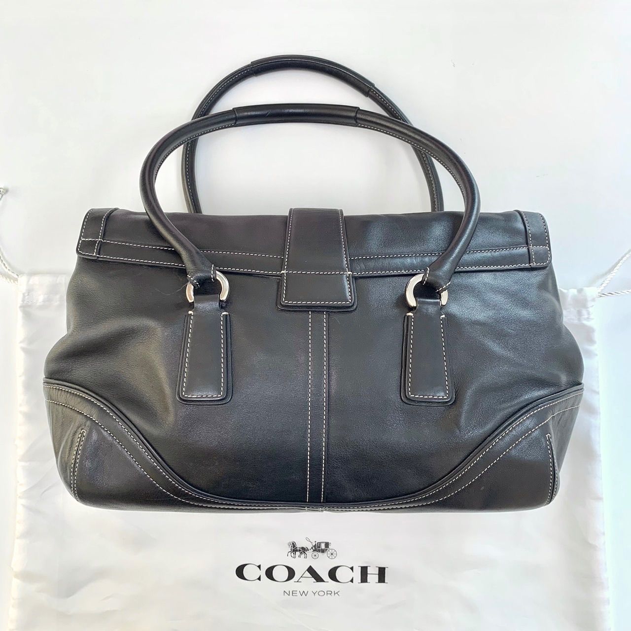 上美品です⭐️COACH/コーチ】 オールレザー ブラック ハンドバッグ 