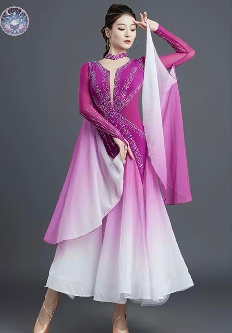 ♥ スタンダード向き ロングワンピース 練習着やダンスパーティにも