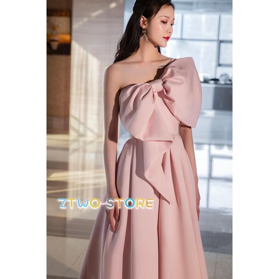 ウェディング ドレス ウェディングドレス 大きいサイズ 3L 4L 小さいサイズ 演奏会 ロングドレス リボン ワンショルダー ウェディン