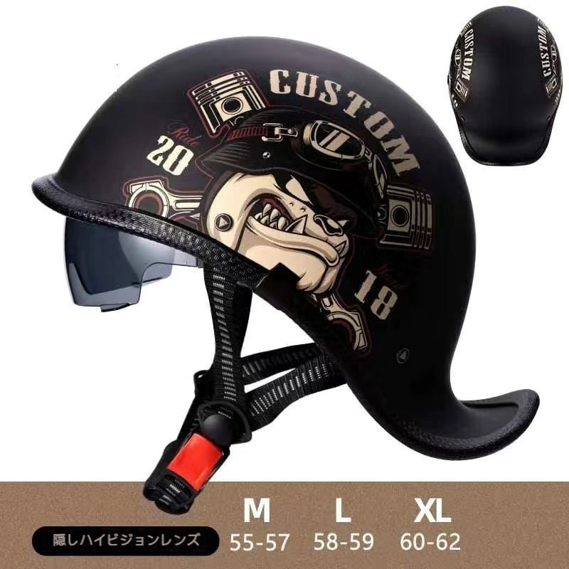 新品　内蔵レンズ ハーレー 半キャップ ダックテール ハーフヘルメット　#2 新品 内蔵レンズ ハーレー 半キャップ ダックテール ハーフ