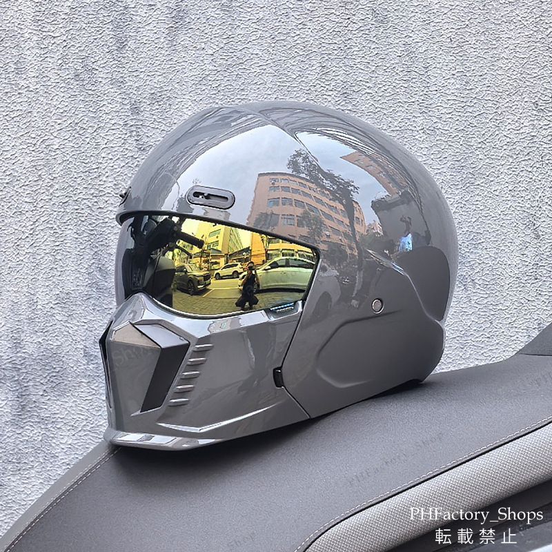 オートバイヘルメット ヘルメット フルフェイスヘルメット シールドヘルメット 2way DOT認証 バイクヘルメット 軽量 耐久性 安全性 通気性 シールド色選択可 男女兼用 ライトグレー A122