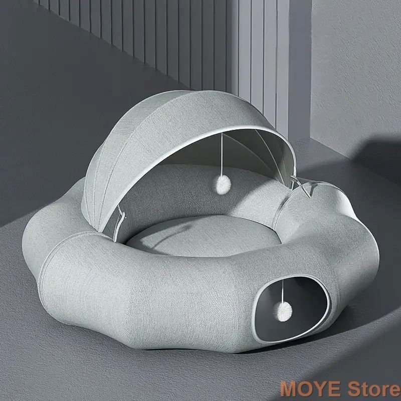 猫用 トンネル グレー ペットベッド モダン シンプル コンパクト 組み立て簡単 通気性 多機能 おもちゃ ボール 運動不足解消 洗える 多頭飼い 猫用 小型猫 中型猫 大型猫