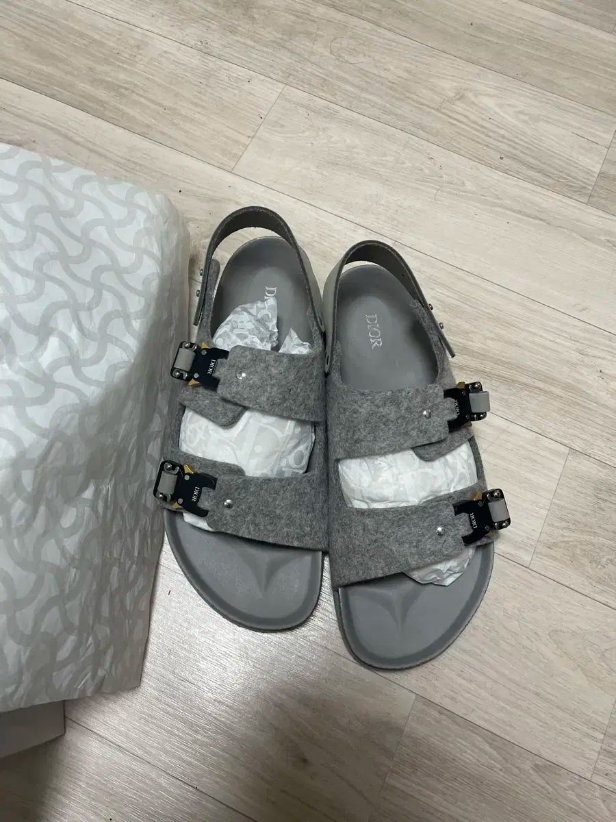 DIOR ディオール BIRKENSTOCK ビルケンシュトック ミラノ サンド カーフスキン グレー 43