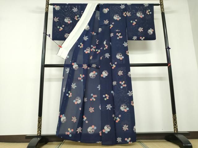 平和屋着物＊夏物 小紋 絽 芝草文 正絹 逸品 BAAT7234hv