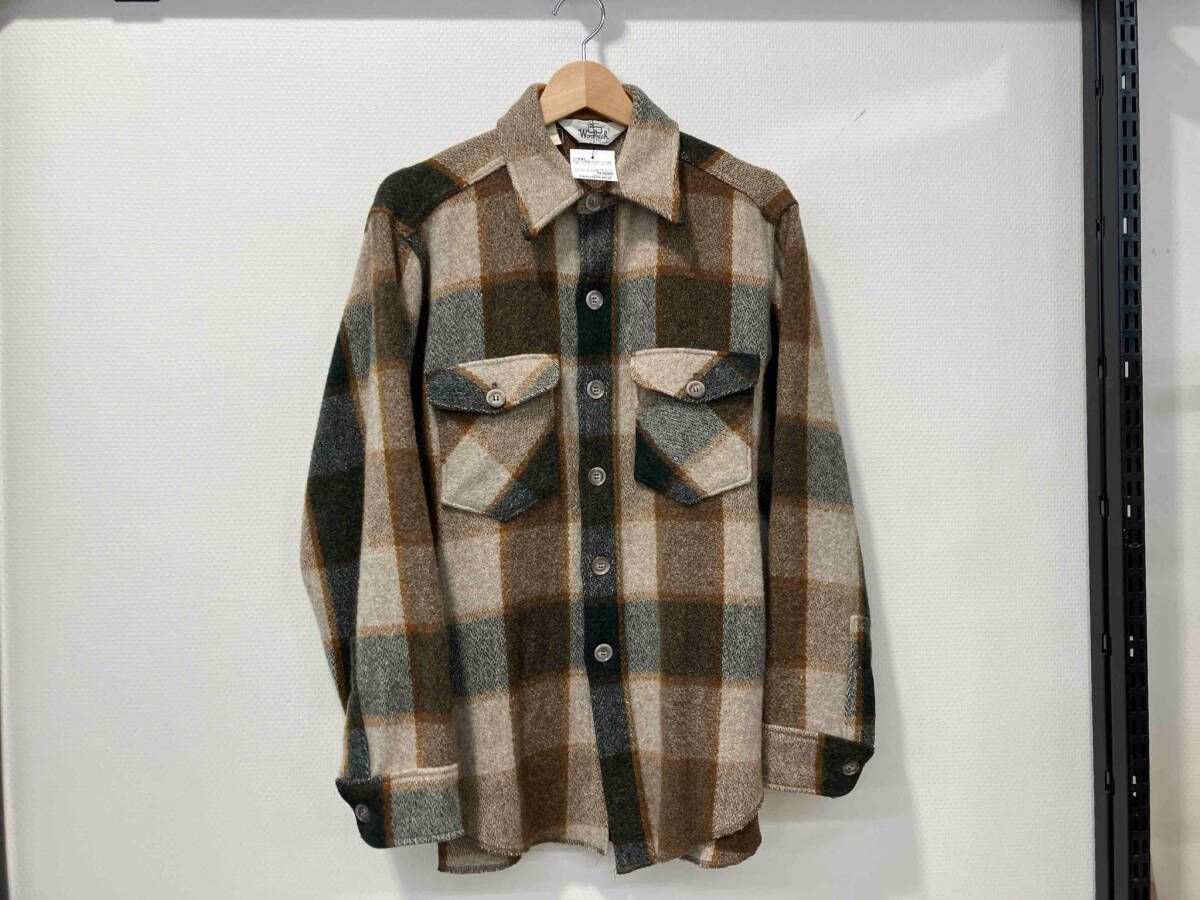 WOOLRICH ウールリッチ メンズ ウールチェックシャツ 長袖 ブラウン ベージュ 60s～70s WPL6635 サイズ45