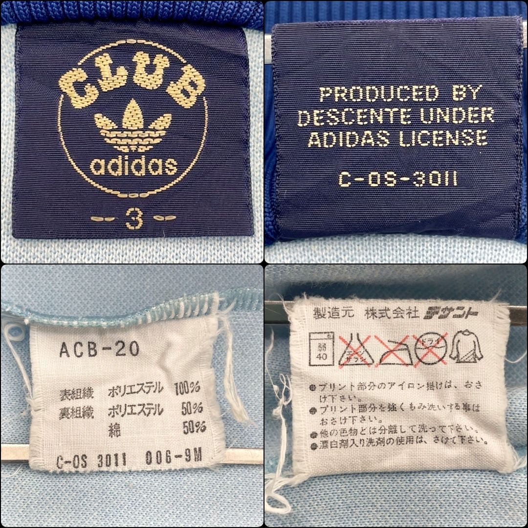 国内古着・80's】CLUB adidas クラブアディダス デサント製 トラックジャケット ジャージ メンズ サイズ表記3 M相当  ライトブルー×ネイビー - メルカリ