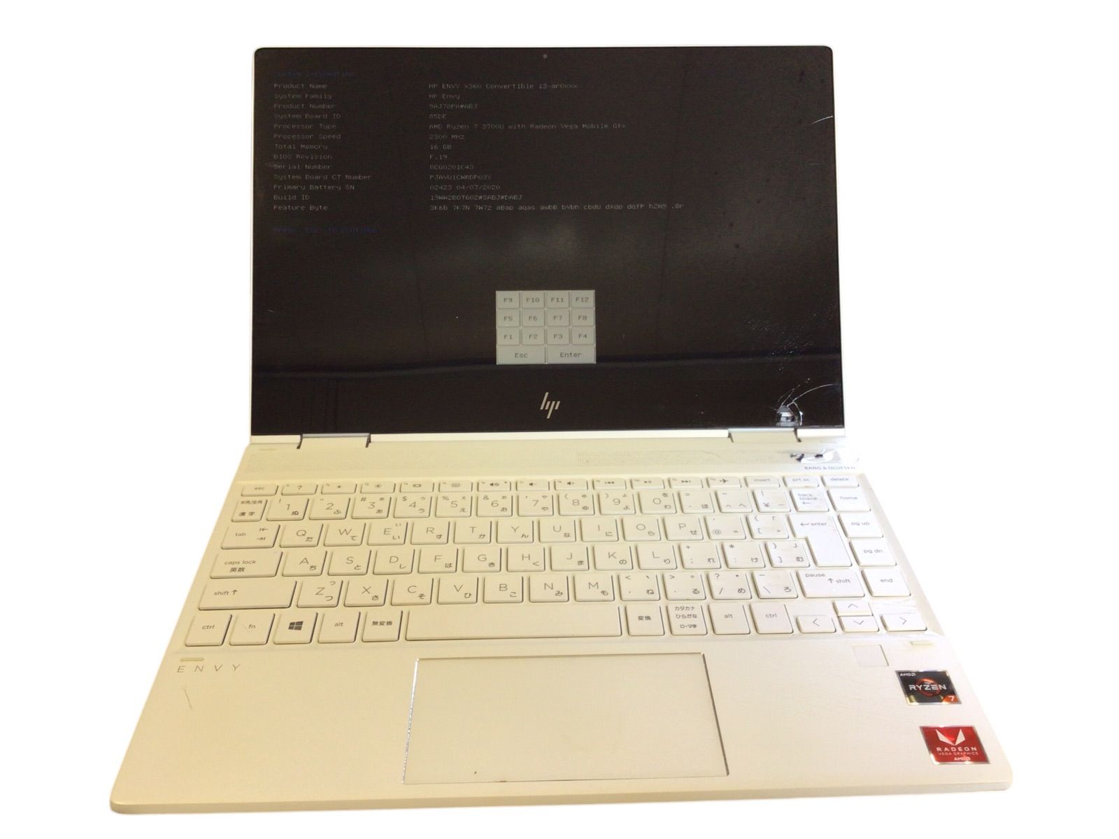 npc204【ジャンク】HP ENVY x360 Convertible 13-ar0115AU◆Ryzen 7 3700U/16GB◆モニター破損