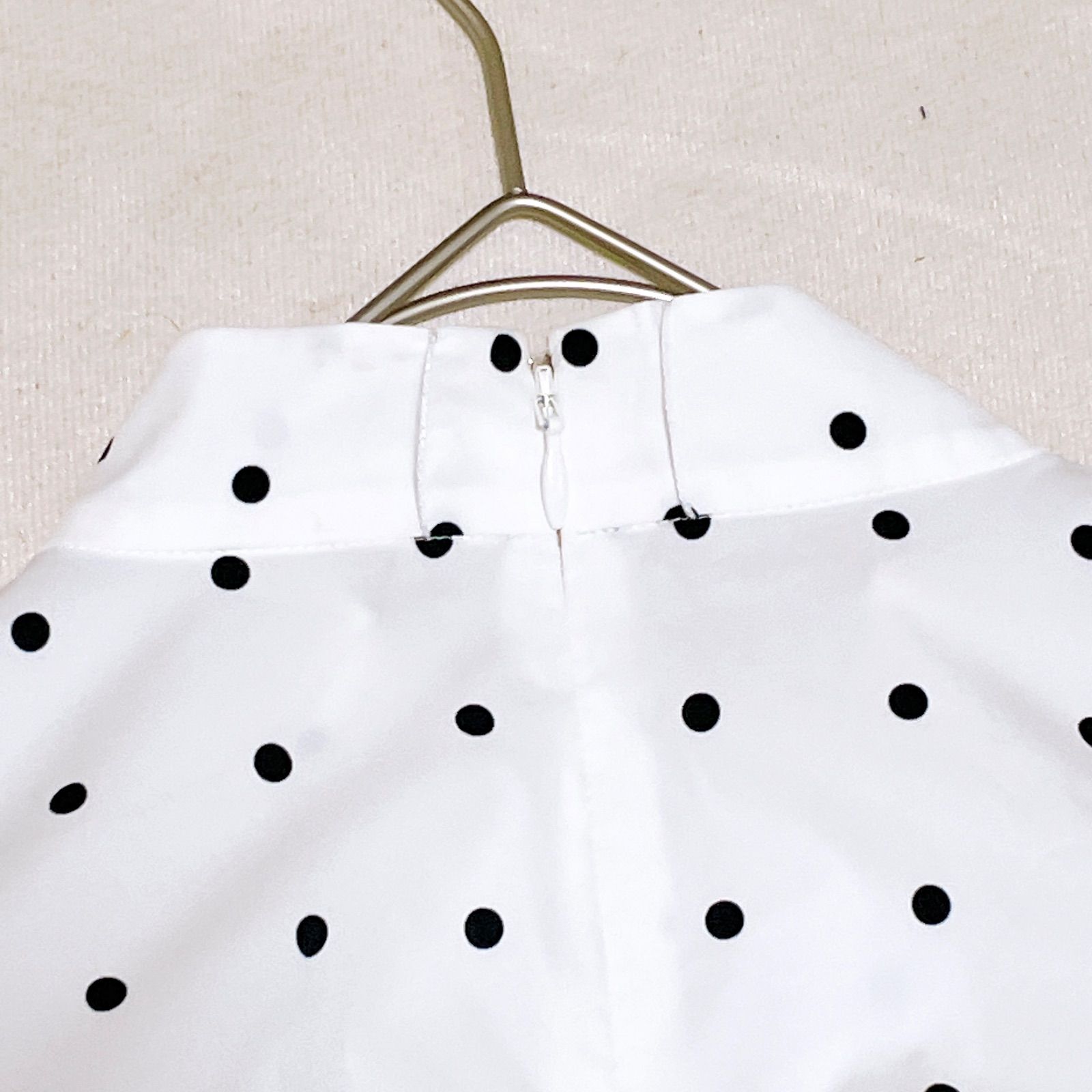  セルフォード ボウタイ ベルスリーブ バックリボンブラウス 手洗い可 ドット 長袖 シャツ ブラウス