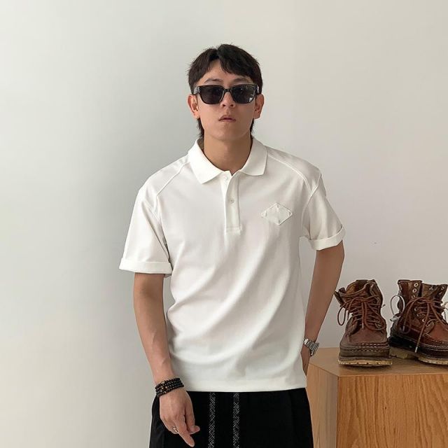メンズ ファッション 服 用 オシャレ シンプル 大人 かっこいい ストリート 夏コーデ ステッチ ポロ シャツ 半袖 カジュアル トップス