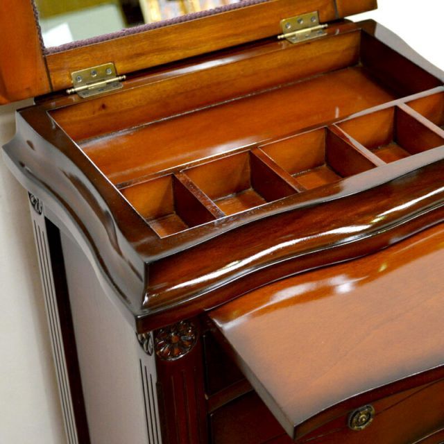 マホガニーミラー付き4段チェストドレッサーアンティーク化粧台鏡付き