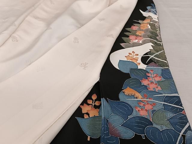 平和屋着物○本加賀友禅作家 押田正義 黒留袖 流水草花文 正絹