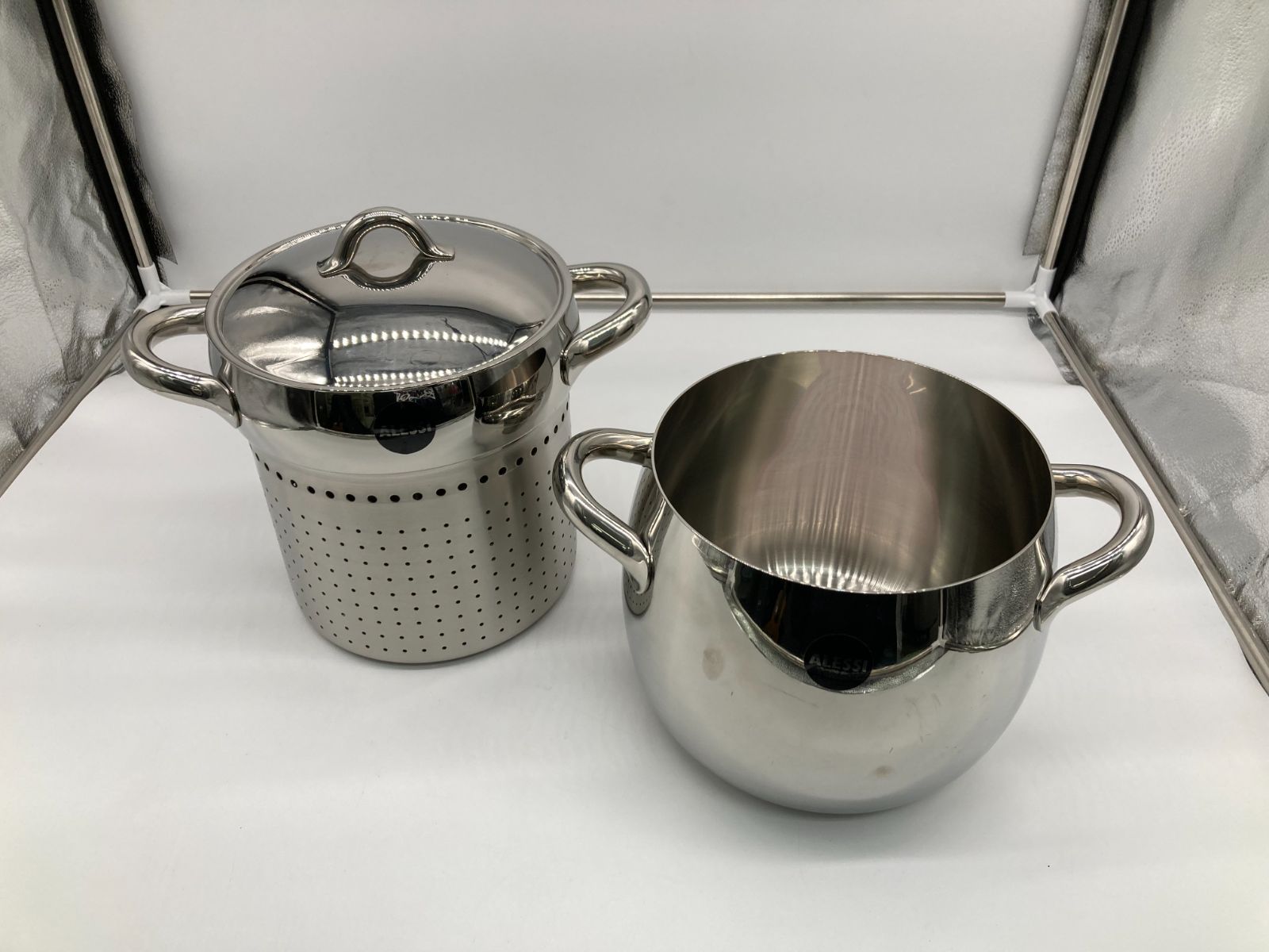 ALESSI Mami ステンレス両手鍋 蓋付き ALESSI Mami ステンレス両手鍋 蓋付き