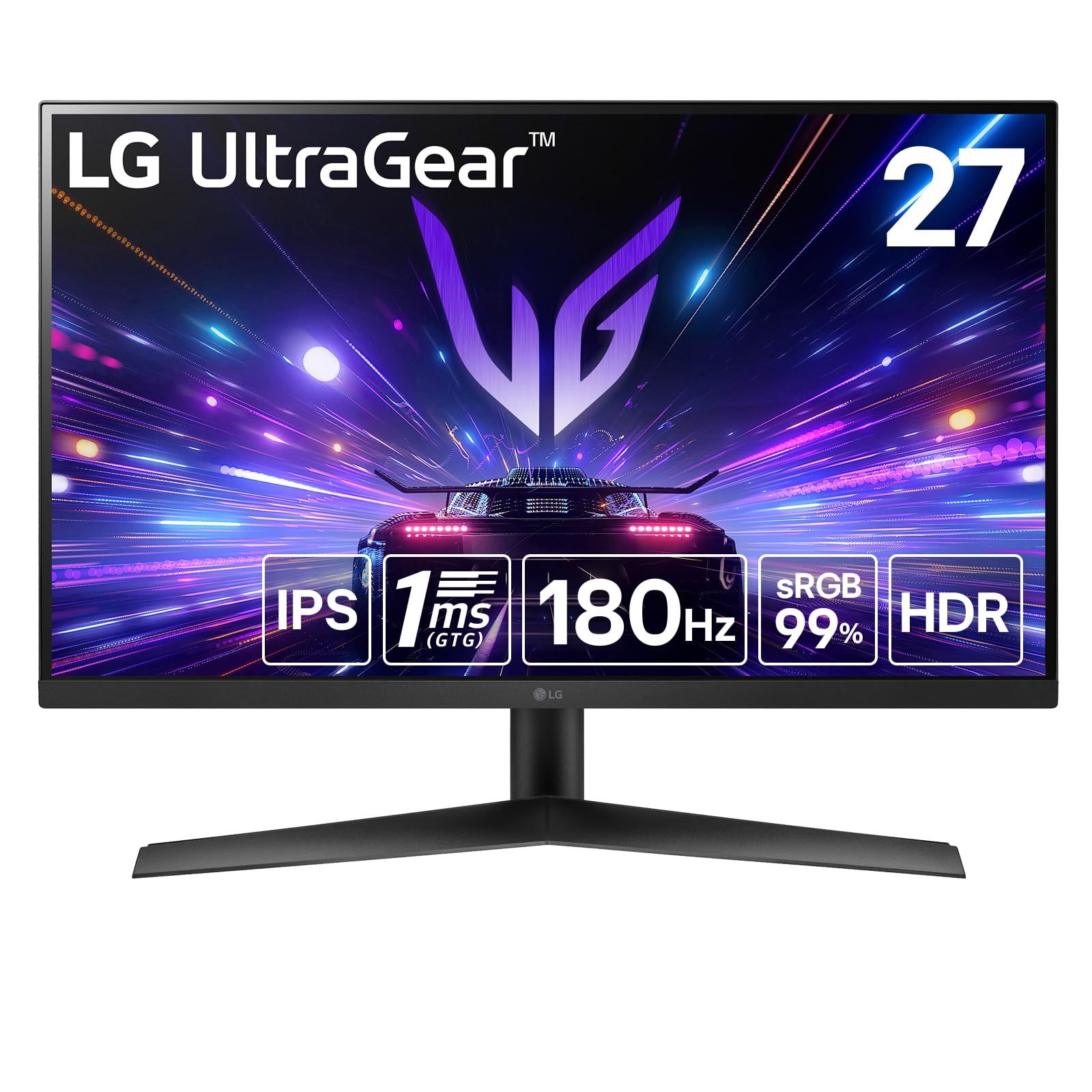 LG ゲーミングモニター UltraGear 27GS60F-B 27インチ|PCゲーム 家庭用ゲーム|フルHD 1920×1080 |アンチグ |180Hz|IPS 1ms GTG |FreeSync テクノロジー|G-Sync Compatible|