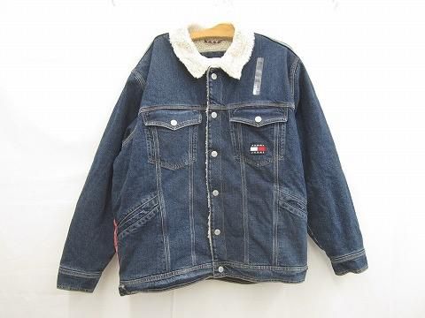 ♥ トミー TOMMY ジーンズ JEANS 裏ボアデニムジャケット ジージャン バックロゴ XXL インディゴ メンズ