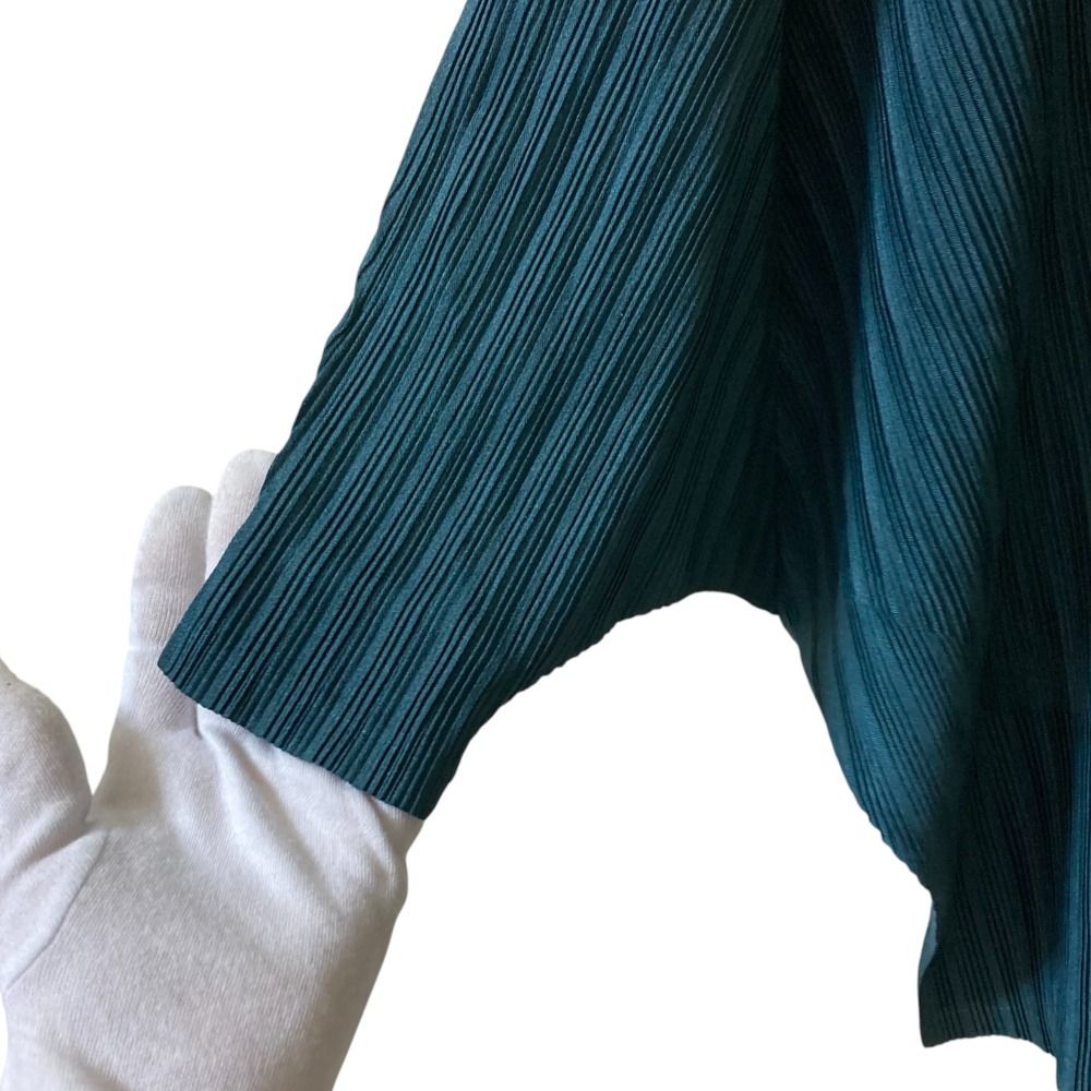 PLEATS PLEASE ISSEY MIYAKE プリーツプリーズ ドルマンスリーブ カットソー PP 41-FK 372 サイズ3 グリーン レディース 古着 パフスリーブ 定番トップス