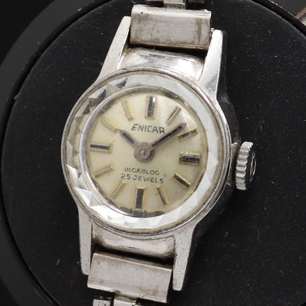 【稼働品】エニカ 腕時計 シルバー クォーツ 美品 スイス 956.386 中古動作未確認】ENICAR エニカ 956.387 レディース 腕時計
