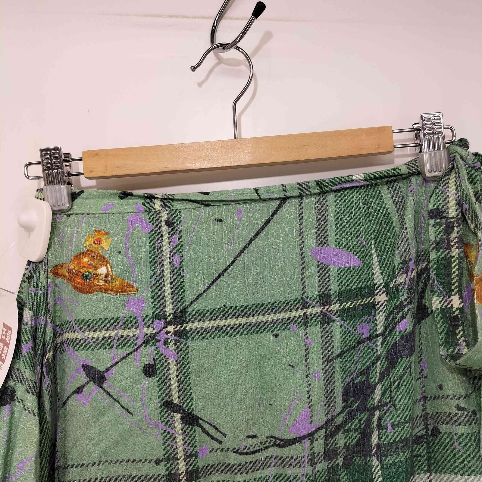 【美品Vivienne Westwood】オーブボタン　チェック柄　変形スカート Vivienne Westwood インポート チェック 変形 スカート 36