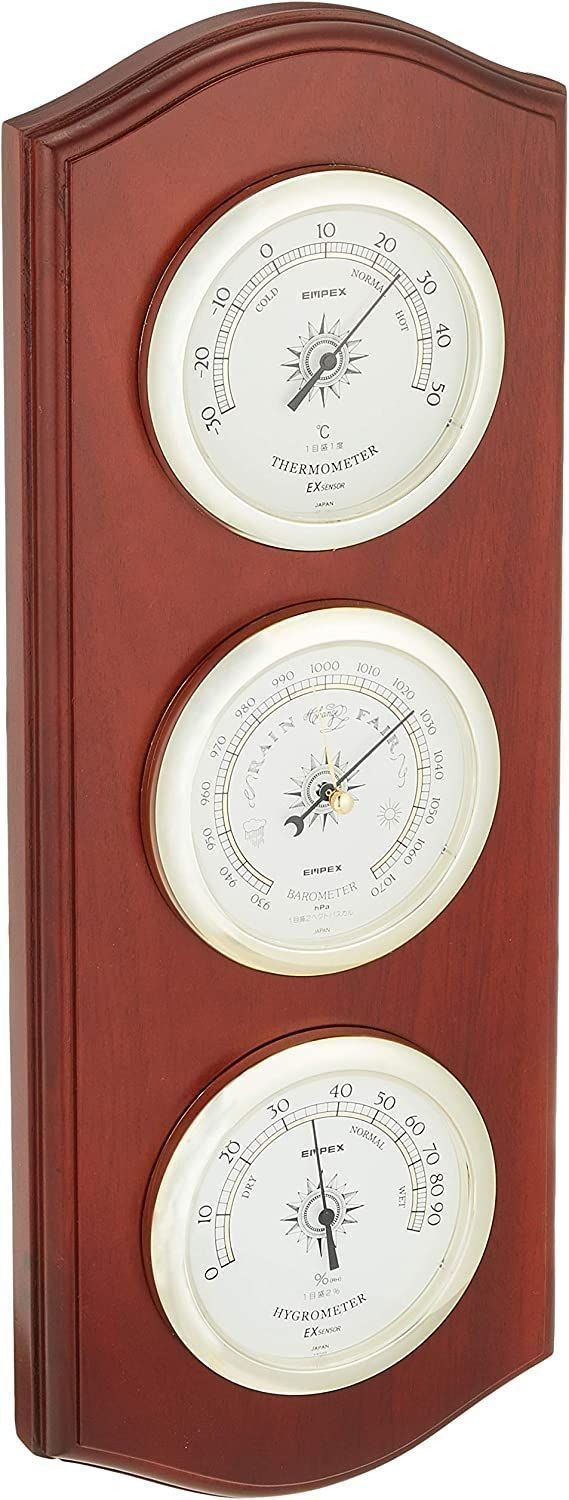 新品 エンペックス気象計 温度湿度計 ウェザーガイド気象計 日本製 ブラウン BM-716 42.5x16x4cm 