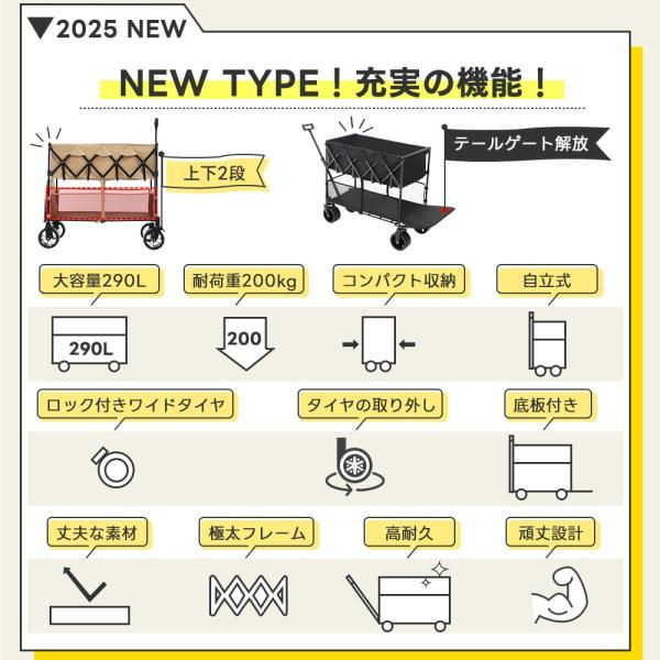 アウトドアワゴン後ろ開け 自立式