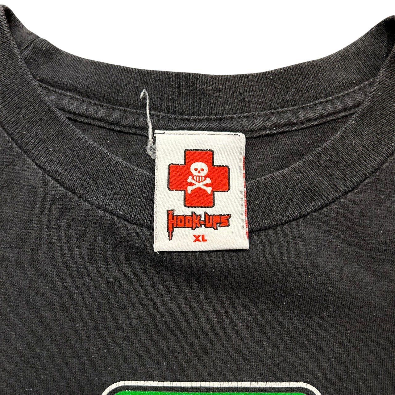 90s 00s ビンテージ HOOK UPS プリント Tシャツ XL ブラック USA製 90 