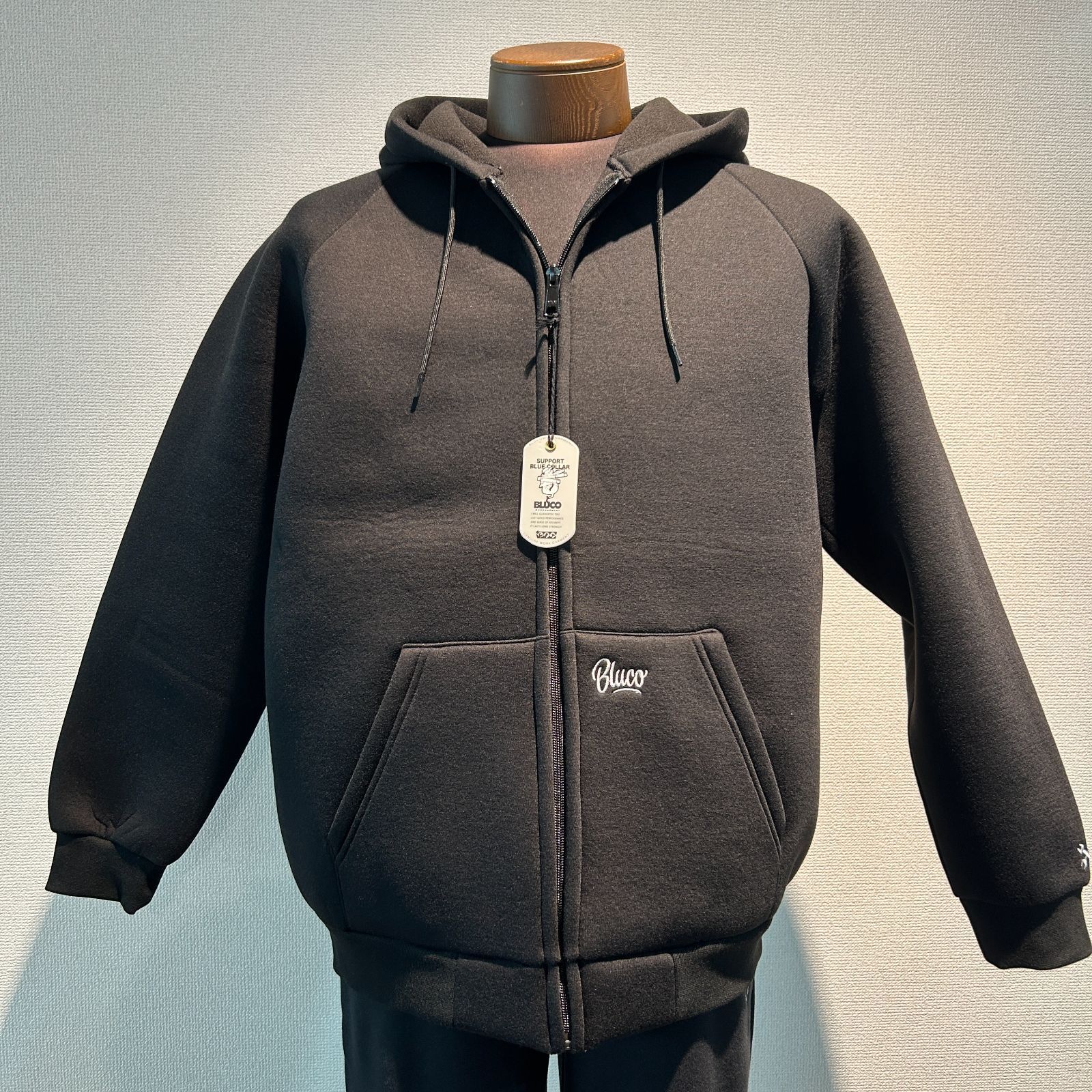 NEW【BLUCO】BONDING ZIP HOODIE ボンディング ジップアップパーカー L