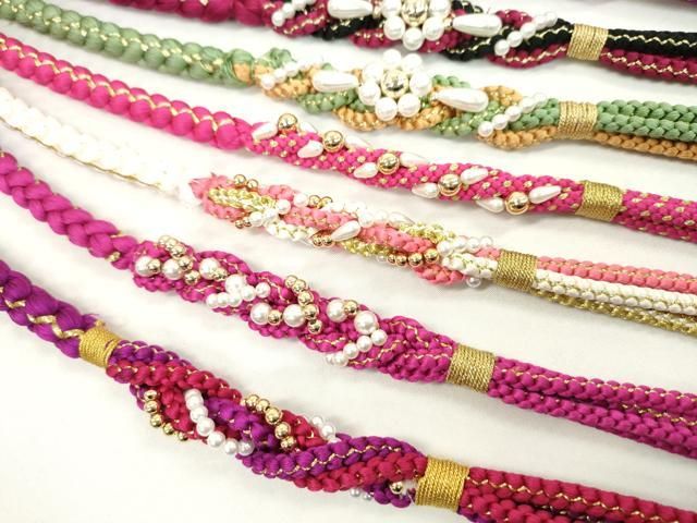 平和屋着物●和装小物 振袖用飾り付き帯締め10本セット パール 花 金糸 CAAX8193ju