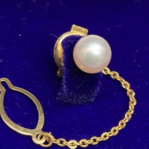 O287 未使用 保管品 K18 18金 ネクタイピン パール本真珠 8mm