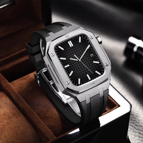  アップルウォッチバンド Apple Watchバンド SOL ソル Chronos Metal ブラックバンド×シルバー 44 mm 45 46 mm対応 BELTIES バンド ベルト Apple Watchアクセサリー