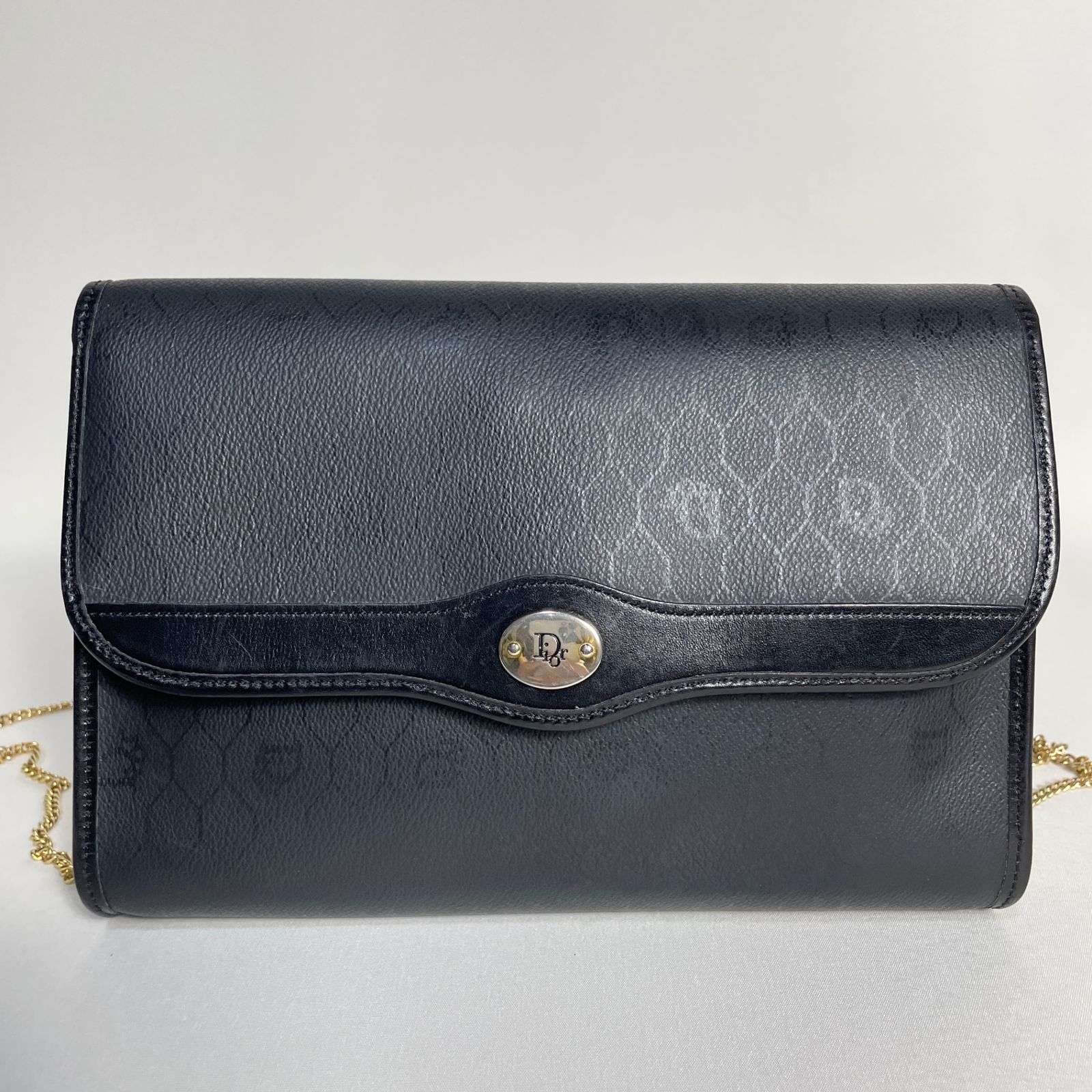 2502-237｜美品｜ディオール ショルダーバッグ ブラック ハニカム柄  