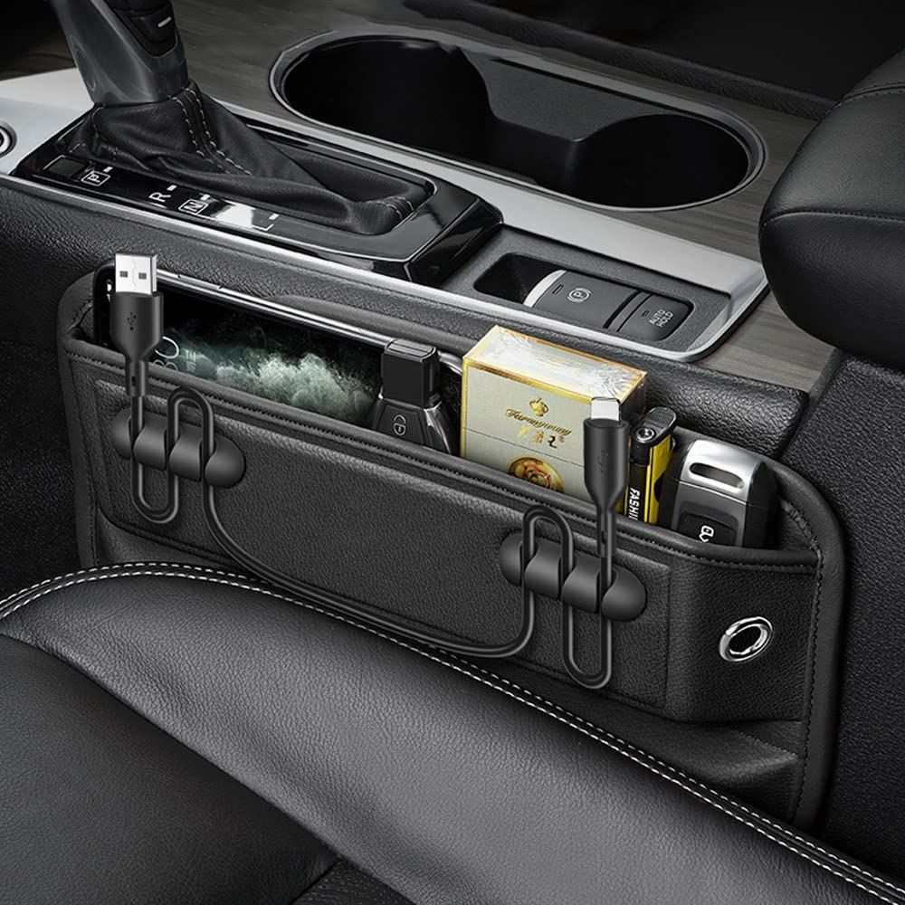 【新着商品】助手席 運転席側収納ボックス 隙間ポケット 小物落下防止 シート隙間プラグ 車内装ボックス カー用品 多機能収納ボックス カースロット収納ボックス ブラック*1 車載収納ラッ
