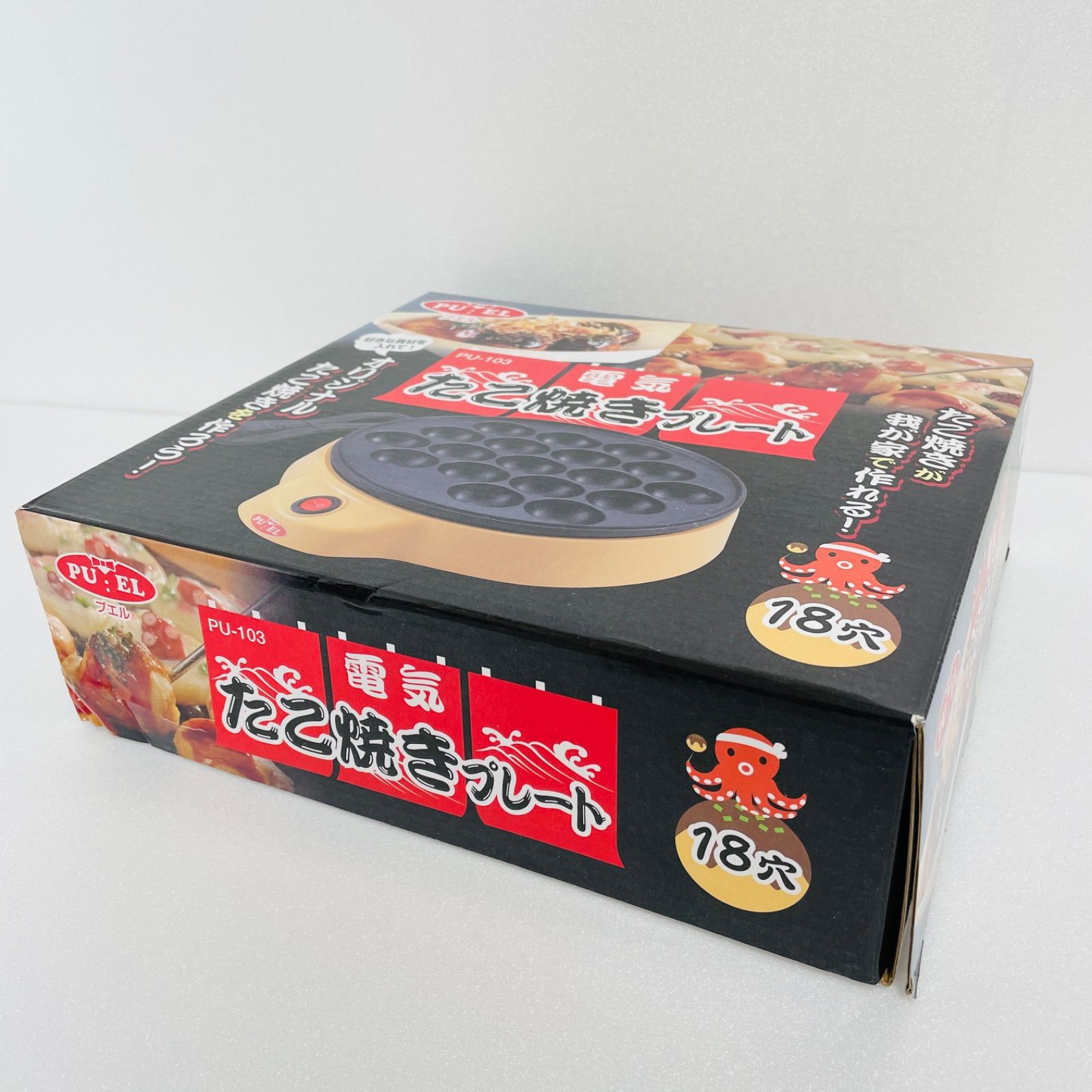 新品 プエル たこ焼きプレートセット たこ焼き器 18穴 油引き竹