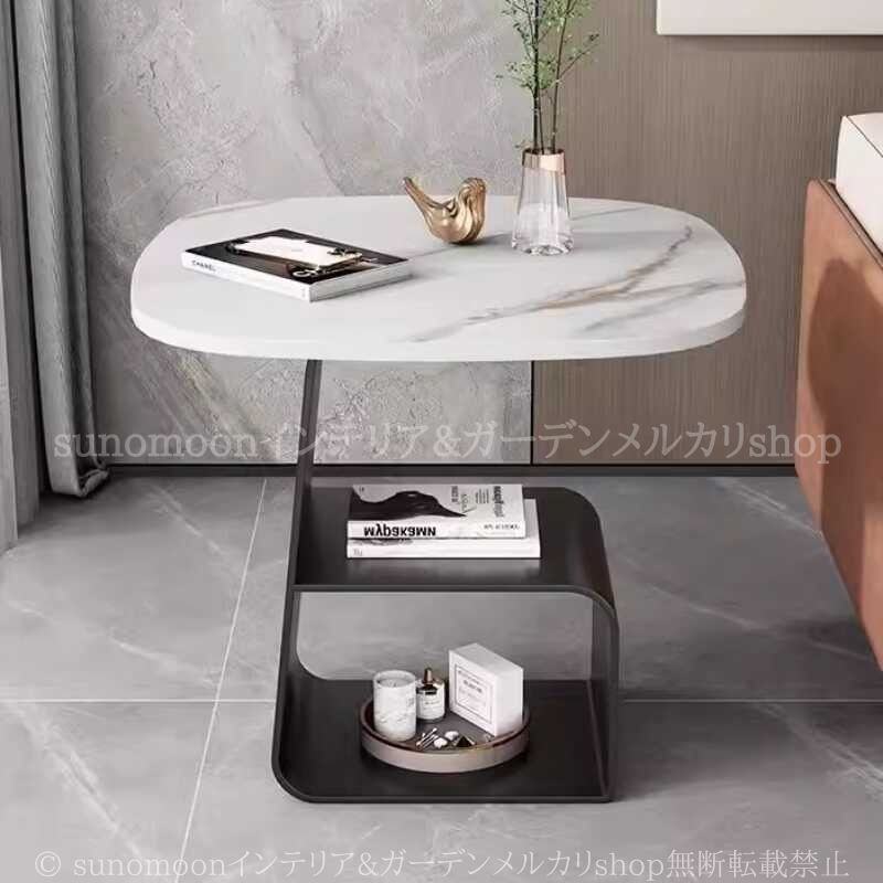 サイドテーブル 大理石調 スタイリッシュ 収納 おしゃれ かわいい ラグジュアリー インテリア 北欧 スクエア スリム コーヒーテーブル リビング ダイニング