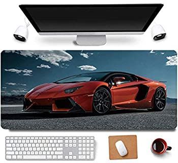 【中古】【輸入品・未使用】31.5 x 11.8インチ スポーツカー XL ロング 拡張 ラージ ゲームマウスパッド エッジステッチキーボード マウスマット デスクパッド(Lambo)