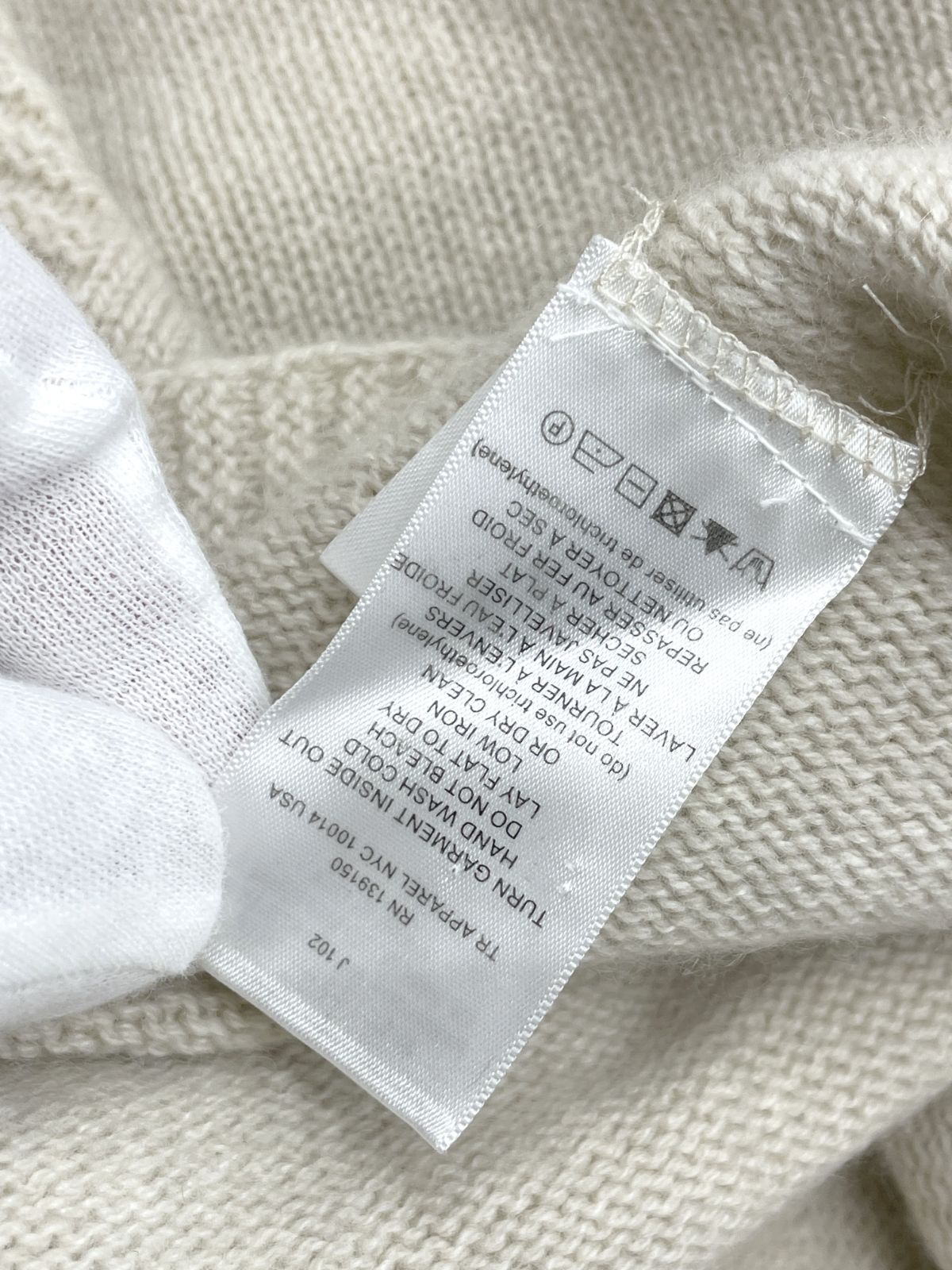 極美品 ザ ロウ THE ROW ニット ワンピース セーター ロングスリーブ 無地 スリット カシミヤ100％ トップス レディース XS ベージュ