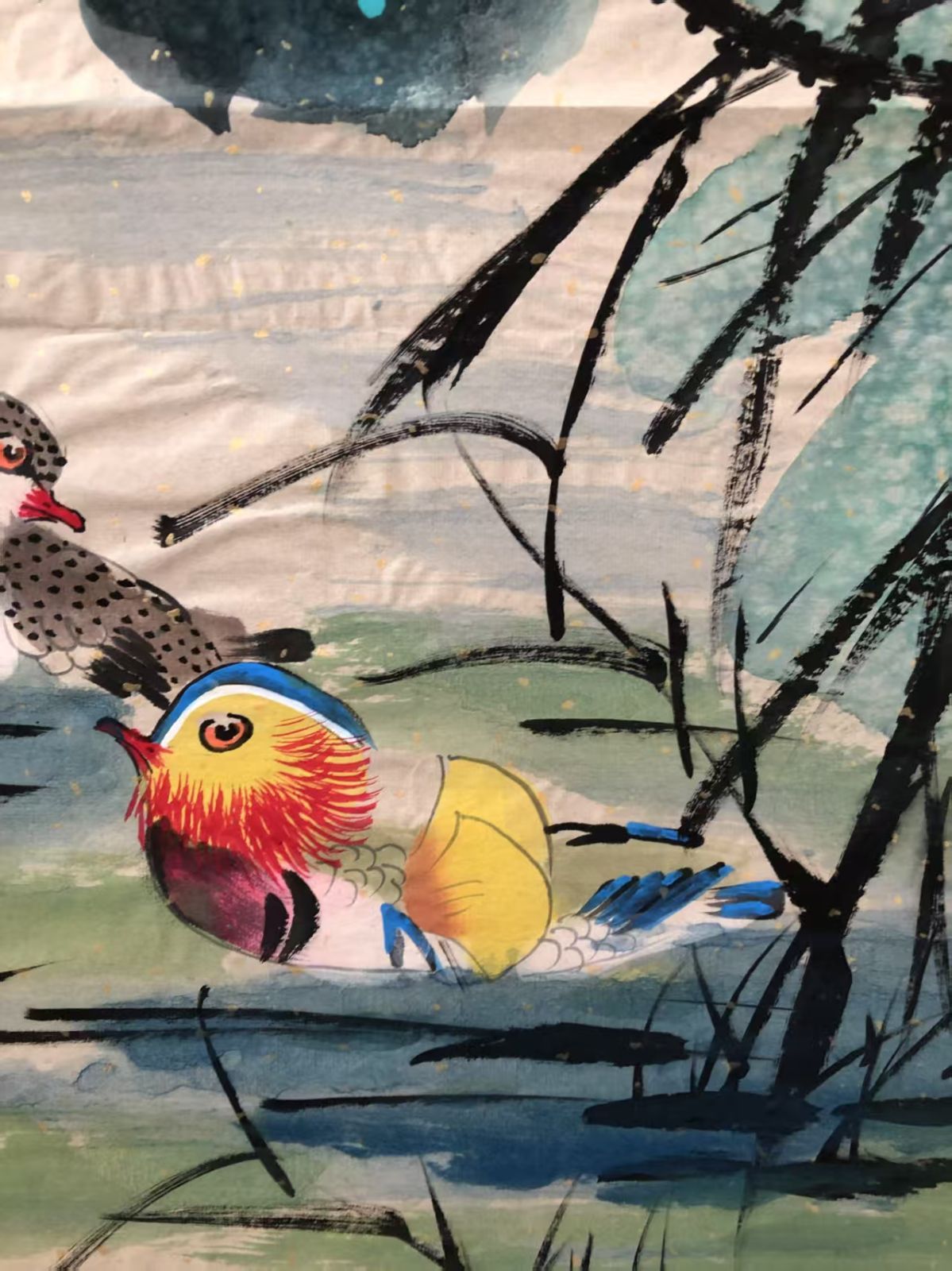 中国美術・純手描き花鳥画掛軸・国画・張大千印款・宣紙・賞物
