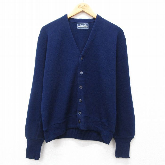 M/古着 アーノルドパーマー 長袖 ニット カーディガン メンズ 90s 無地 濃紺 ネイビー 24oct11 中古 トップス