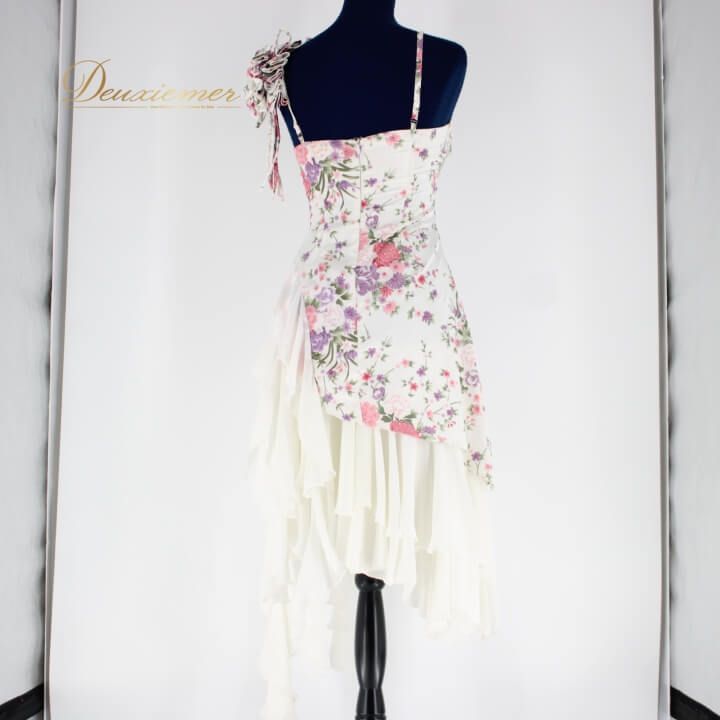 【送料無料】 社交ダンス 衣装 ラテン ドレス ワンピース レッスンウェア パーティ衣装 レディース オールシーズン 白 prima boutique プリマブティック 花柄 ホワイト系 パープル系 ピンク系 グリーン系 フラワー デザイン アクセント おしゃれ