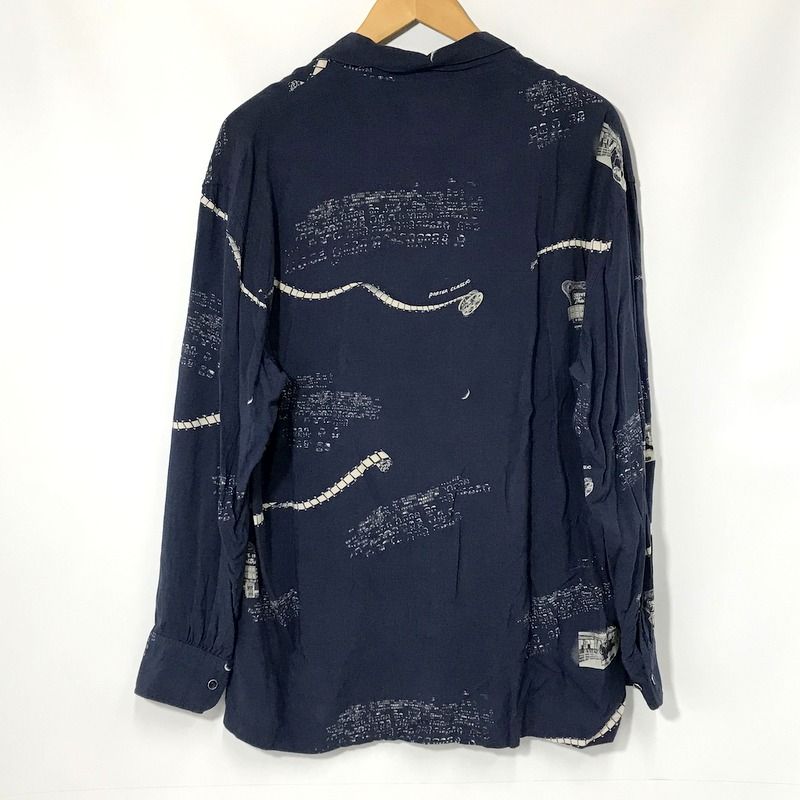 Porter Classic ALOHA LONG SHIRT 月夜の黒 アロハ ロングシャツ 長袖 総柄  古着 メンズ Sサイズ ポータークラシック トップス A11088◆