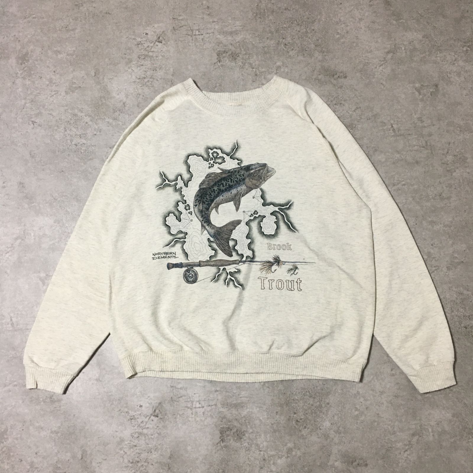 90S NORTHERN ELEMENTS Trout Printed Sweatshirt ノーザンエレメント 