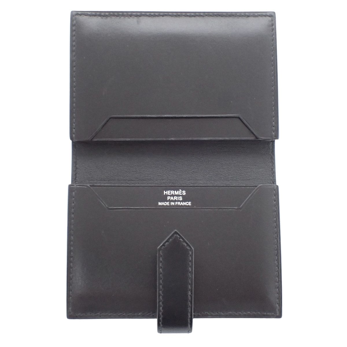 エルメス ベアン カードホルダー ソーブラック ボックスカーフ カード
